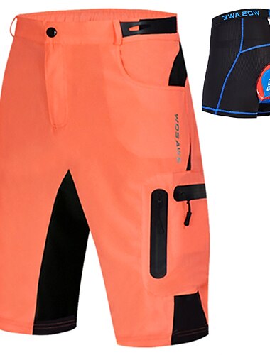  WOSAWE Herren Fahrradunterwäsche Radfahren MTB Shorts Polyester Fahhrad Gepolsterte Shorts / Gämse Mountainbike Shorts Unten Atmungsaktiv Sport Volltonfarbe Schwarz / Rrot / Grün / schwarz / Bule