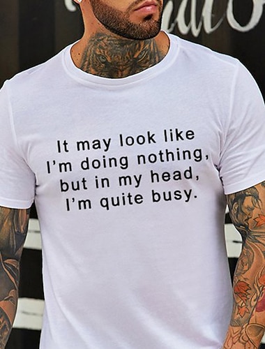  Herren Buchstabe T Shirt Lässiger Stil Baumwolle Kurzarm Grafik Hemd Schwarz Weiß Blau Bequemes T-Shirt Urlaub Lässig Modedesigner-Kleidung