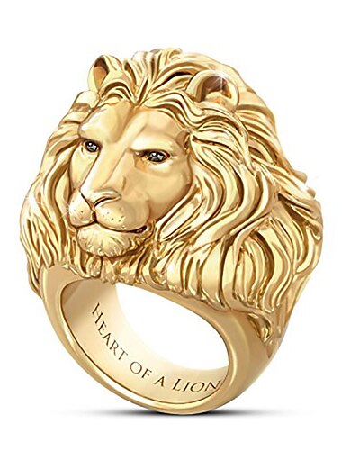  1 PC Anillo For Hombre Hombres mujeres Fiesta Calle Chapado en oro 18K Clásico León