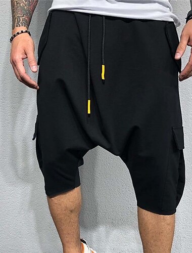  Pánské Capri kalhoty Oříznuté kalhoty Šortky pod kolena Neformální šortky Elastický pas Šňůrky Pevná barva Lehká váha Venkovní Telecí délka Ležérní Denní Módní Šik ven Vojenská zelená Černá Lehce
