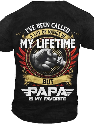  Herre Grafisk T-skjorte 'Papa Er Min Favoritt' Familie- og Relasjons T-skjorte Ideell Far's Dag Gave til Fedre og Bestefedre