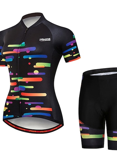  Naisten Pyöräily jersey ja shortsit Lyhythihainen Maastopyöräily Maantiepyöräily Kesä Kevät Syksy Sininen Taivaan sininen Vihreä Pallokuosi Kaltevuus Kuviollinen Hauska Pyörä 3D alusta Pyöräily Nopea