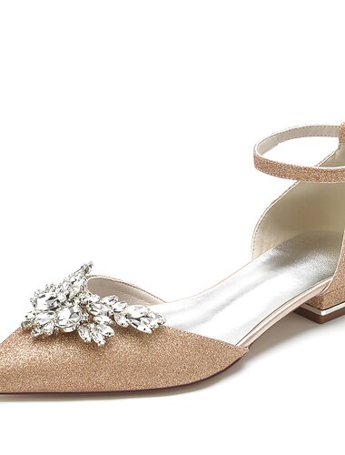  weiße Satin-Ballerinas für Damen mit floralem Strass-Design – elegante spitze Hochzeits- oder Abendschuhe