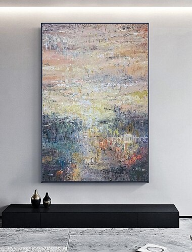  Pintura a óleo artesanal pintura de parede de arte decoração faca abstrata pintura paisagem cinza para decoração de casa rolada sem moldura pintura não esticada