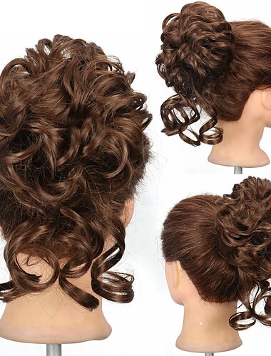 Dutt-Haarteil, super lange, zerzauste Hochsteckfrisur, Haarknoten-Verlängerungen, gewelltes Haar, Wickel-Pferdeschwanz-Haarteile, Haargummis mit elastischem Haarband für Frauen und Mädchen