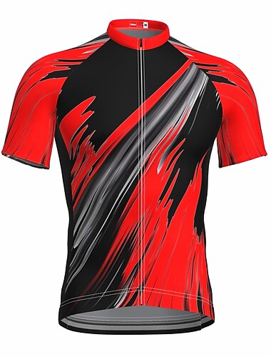  Voor heren Wielrenshirt Geometrisch Korte mouw Fietsen Shirt Kleding Bovenlichaam met 3 achterzakken Bergracen Wegwielrennen Sneldrogend Reflecterende strips Achterzak Vochtregelerend Sport Bos Groen
