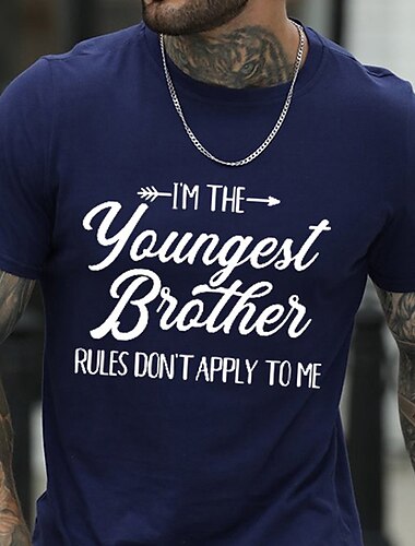  Herren Jüngster Bruder Regeln gelten nicht für mich Lustiges Grafik Kurzarm T-Shirt