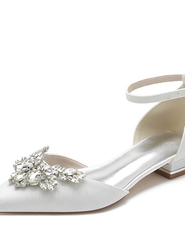  Per donna scarpe da sposa Scarpe da sera Scarpe bianche Matrimonio Feste Tinta unita Appartamenti di nozze Scarpe da sposa Scarpe da damigella d'onore Estate Con diamantini Piatto Appuntite Elegante