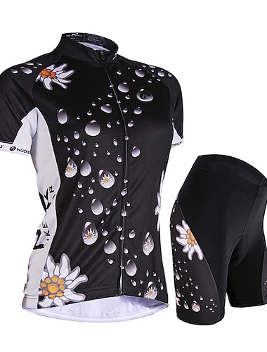  Mulheres Manga Curta Camisa de ciclismo com shorts Verão Fibra Sintética Elastano Poliéster Branco Preto Botânico floral Engraçado Moto Calção Camisa / Roupas Para Esporte Shorts acolchoados / camurça