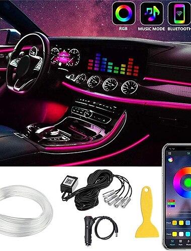  Εσωτερικός φωτισμός αυτοκινήτου led 5 σε 1 rgb με ελεγχόμενη από εφαρμογή εύκαμπτη λωρίδα σύρματος για χριστουγεννιάτικες διακοσμήσεις σπιτιού