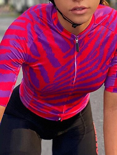 Mujer Maillot de Ciclismo Manga Corta Bicicleta Maillot Camiseta con 3 bolsillos traseros MTB Bicicleta Montaña Ciclismo Carretera Transpirable Secado rápido Dispersor de humedad Bandas Reflectantes