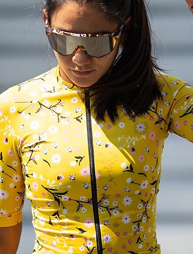  Mujer Maillot de Ciclismo Manga Corta Bicicleta Maillot Camiseta con 3 bolsillos traseros MTB Bicicleta Montaña Ciclismo Carretera Transpirable Secado rápido Dispersor de humedad Bandas Reflectantes
