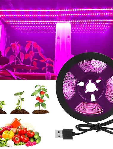  Luz led de cultivo 3m dc5v lámpara de tira usb ip65 fitolampy de espectro completo para plantas de plántulas de flores vegetales carpa de luz lámparas fito en crecimiento 1 Uds