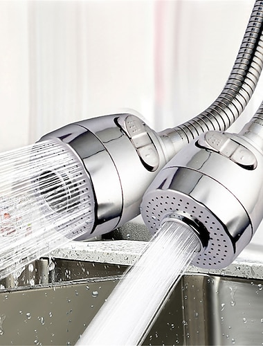  Kitchen Sink Tap Faucet Extension 18cm 2 Mode Sprayer, 360 Degree Rotatable Anti-Splash Extender with Hose Spray Head Swivel Aerator Foam & Rain Mode for 22-24mm Diameter