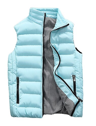  Herren Laufwesten Daunenweste Steppweste Kariert Full Zip Ärmellos Oberbekleidung Casual Athlässigkeit Frühling Ständer warm Wasserdicht Windundurchlässig Atmungsaktiv Fitness Fitnesstraining Laufen
