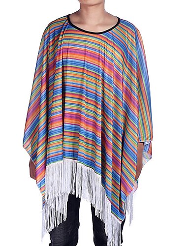 Mexikaner Maskerade Serape Poncho-Kostüm Erwachsene Herren Cosplay Cinco de Mayo Unabhängigkeitstag von Mexiko Tag der Toten Karneval Maskerade Fest / Feiertage Polyester / Baumwolle Grün / Blau