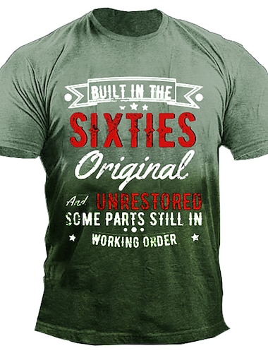  Homme Graphic Lettre T shirt Manche Courte T-shirt 3D effet Col Ras du Cou Chemise Mode Classique Confortable Extérieur Casual du quotidien Vert Eté Vêtement Tenue S M L XL 2XL 3XL 4XL