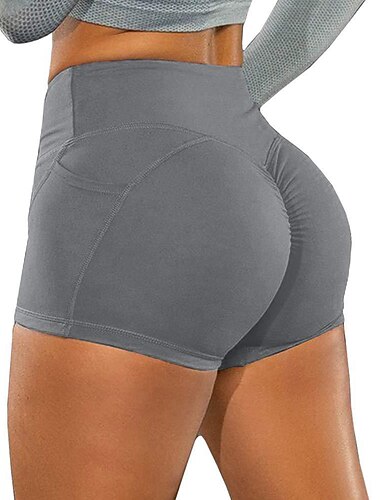  Damen Laufshorts Laufshorts Tights Kurze Hosen Fitnessshorts mit handytasche Laufen Joggen Training Unterteile Einfarbig Hellblau Schwarz Rosa Herbst Sport Sportkleidung Dehnbar Normale Passform