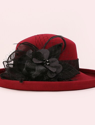  Style vintage Elégant 100% Laine Chapeaux avec Plume / Ruban / Fleur 1 pc Occasion spéciale / Fête / Soirée Casque