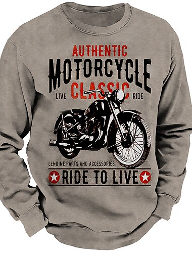  Herren Grafik-Drucke Motorräder Sweatshirt Pullover Zur Seite fahren Langarm Sweatshirt Rundhalsausschnitt 3D-Druck Designer Basic 3D-Druck Sport & Natur Casual Täglich Bedruckt Frühling & Herbst