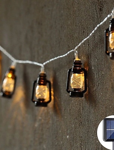  φώτα ραμαζανιού εϊντ φωτάκια εξωτερικού χώρου ηλιακά διακοσμητικά φώτα led ρετρό λαμπάκι λαδιού σχήμα φώτα κορδόνι 5m 20leds eid mubarak σπιτιού εσωτερικού χώρου διακόσμηση ισλαμικό μουσουλμανικό