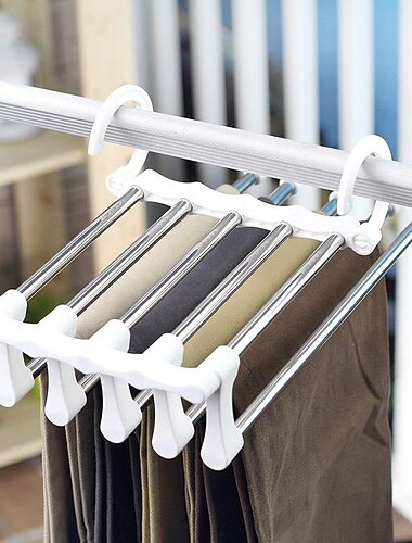  faltbare Kleiderbügel zum Aufhängen von Kleidung, mehrschichtige Mehrzweck-Hosenbügel für den Kleiderschrank, magischer faltbarer Kleiderbügel, platzsparendes 5-in-1-Rack, Kleiderbügel aus Edelstahl für Hosen, Jeans