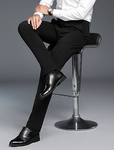  Voor heren Pakken Broek Chinese Vrijetijdsbroek Zak Recht been Effen Comfort Kantoor liiketoiminta Casual Streetwear Stijlvol Zwart Lichtgrijs