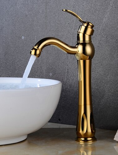  Bathroom Sink Faucet - Classic Electroplated Centerset Single Handle One HoleBath Taps