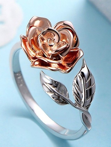  fall wedding ring party geometrico silver alloy flower semplice elegante 1pc women's open ring wedding gift regolabile wrap open rings rose flower ring for women