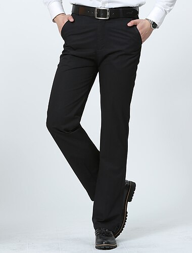  Herren Anzughosen Hose Hosen Chinesisch Chino Tasche Glatt Atmungsaktiv Draussen Knöchellänge Hochzeit Geschäft Casual 100% Baumwolle Modisch Ausgefallene Schwarz Weiß Hoher Taillenbund