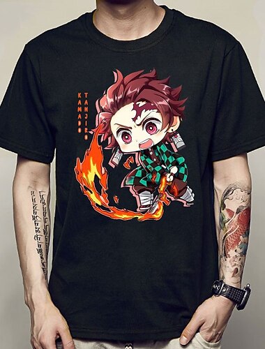  Kamado Nezuko Agatsuma Zenitsu Kamado Tanjiro T-skjorte Tegneserie Manga Animé Harajuku Graphic Kawaii Til Par Herre Dame Voksne Tilbake til Skolen Varmstempling