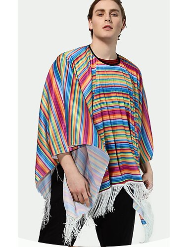  Mexikaner Maskerade Serape Poncho-Kostüm Erwachsene Herren Cosplay Cinco de Mayo Unabhängigkeitstag von Mexiko Tag der Toten Karneval Maskerade Mexikos Unabhängigkeitstag Fest / Feiertage Polyester