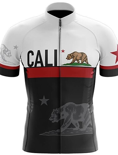  Herre Cykeltrøje New Zealand Nationalflag Kortærmet Cykel Trøje Toppe med 3 baglommer Bjerg Cykling Vej Cykling UV-resistent Hurtigtørrende Refleksbånd Tilbage til lomme Sport Sort Sort / Hvid Tøj