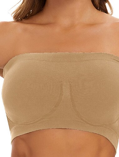  Damen-BHs&amp;Bralettes Schlauch-BH trägerlos volle Abdeckung einfarbig Rundhalsausschnitt mikroelastisch atmungsaktiv unsichtbar lässig alltagstauglich Nylon grün / 1 Stk. Home-Outfits