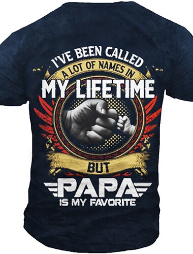  Herre Grafisk Bokstaver hender T skjorte Pappa T-skjorte Kortermet T skjorte 3D-utskrift Crew-hals Skjorte Årgang Mote Designer utendørs Avslappet Daglig Svart Blå Grønn Sommer Klær S M L XL XXL 3XL