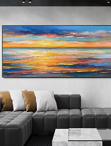  Peinture à l'huile faite à la main toile art décoration couteau abstrait peinture paysage crépuscule pour la décoration intérieure roulé sans cadre peinture non étirée