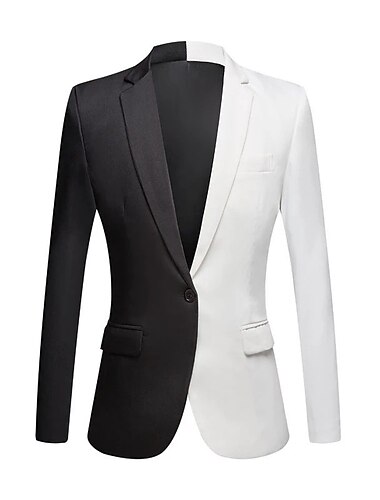  мужской элегантный пиджак обычного кроя однотонный белый+черный 2024
