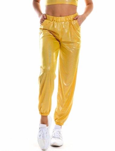  Metallico Anni '80 Hip Pop Pelle PU Pantaloni da jogger Vita alta Per donna Giorno dei Re Mascherata Feste Addio al Nubilato Parata dell'Orgoglio Adulti Pantaloni