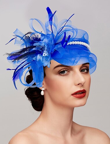  Federn  Netz Faszinatoren  Hüte  Kopfschmuck mit Feder  Mütze  Blume 1 ST Hochzeits-/Pferderennen/Melbourne Cup Kopfschmuck Kleid um Eindruck zu hinterlassen Renntag Kleid 2025