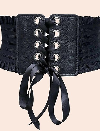  Femme Unisexe Ceinture Corset Cuir PU Polyester Sans boucle Pur Décontractée Classique Soirée du quotidien Noir