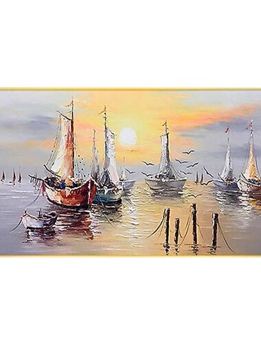  Pintura al óleo pintada a colgar Pintada a mano Vertical Abstracto Paisaje Moderno Sin marco interior  (sin marco)