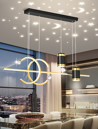 Proyector de luz colgante led, luz de lujo para comedor, personalidad creativa, candelabro de barra de cielo estrellado