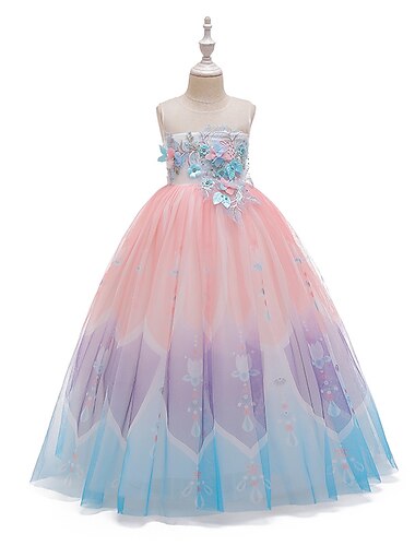  kinderkleidung Mädchen Blumenmädchen Kleid Kleid Party Kleid Blume Ärmellos Leistung Hochzeit Party Gitter Elegant Prinzessin Polyester Midi abendkleider Blumenmädchenkleid Sommer Frühling 3-10 Jahre