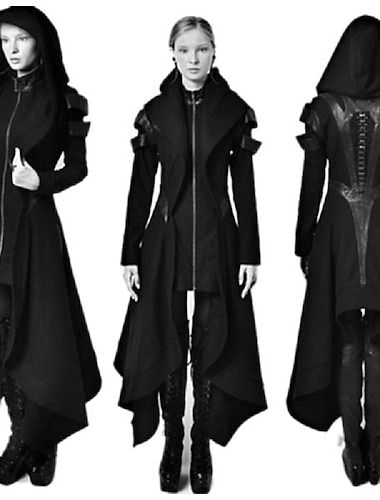  ancien Punk & Gothique Médiéval Maxi Manteau Médecin de la peste Grande Taille Ourlet asymétrique Femmes Halloween Carnaval Mascarade Performance Soirée Adulte Manteau Automne & Hiver