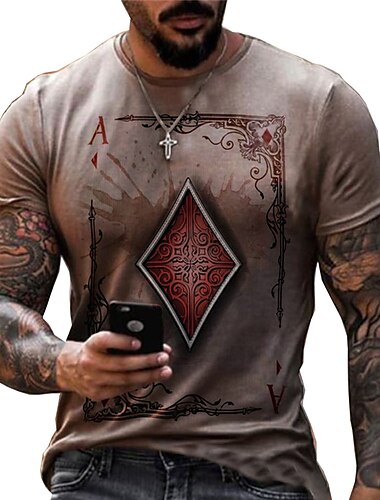  Herren Unisex Grafik-Drucke Poker T Shirt Kurzarm T-Shirt 3D-Druck Rundhalsausschnitt Hemd Sport Modisch Designer Outdoor Strasse Täglich Schwarz Weiß Gelb Sommer Bekleidung S M L XL XXL 3XL