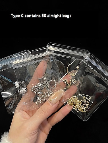  transparente Schmuck-Aufbewahrungsalben Geschenke mit Zip-Lock-Beutel wiederverschließbare Halskette Ringe Taschen tragbare Ohrring-Display-Abdeckung