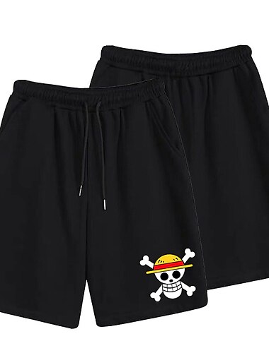  One Piece Aap D. Luffy Strandshorts Board shorts Back To School Anime Harajuku Grafisch Kawaii Voor Voor Stel Voor heren Dames Volwassenen Back To School Heet stempelen