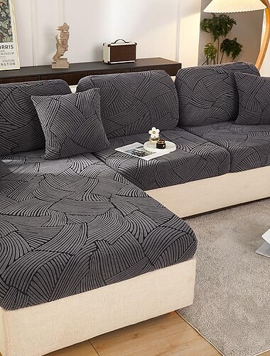  Stretchsofa Sitzkissenbezug Schonbezug elastischer Couchsessel Zweiersofa 4- oder 3-Sitzer grau uni massiv weich strapazierfähig waschbar