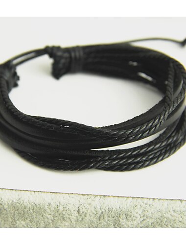  Herren Männer Frauen 1 Stück Manschettenknöpfe Vintage Armband loom-Armband Geschenk Strand Retro Einstellbar Einfach Europäisch Schwarz Braun