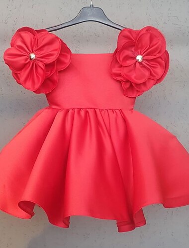  Kinder Mädchen Kleid Blumen Einfarbig Kurzarm Geburtstag Gerafft Niedlich Prinzessin Polyester Über dem Knie A Linie Kleid Sommer Frühling 2-6 Jahre Weiß Gelb Rosa